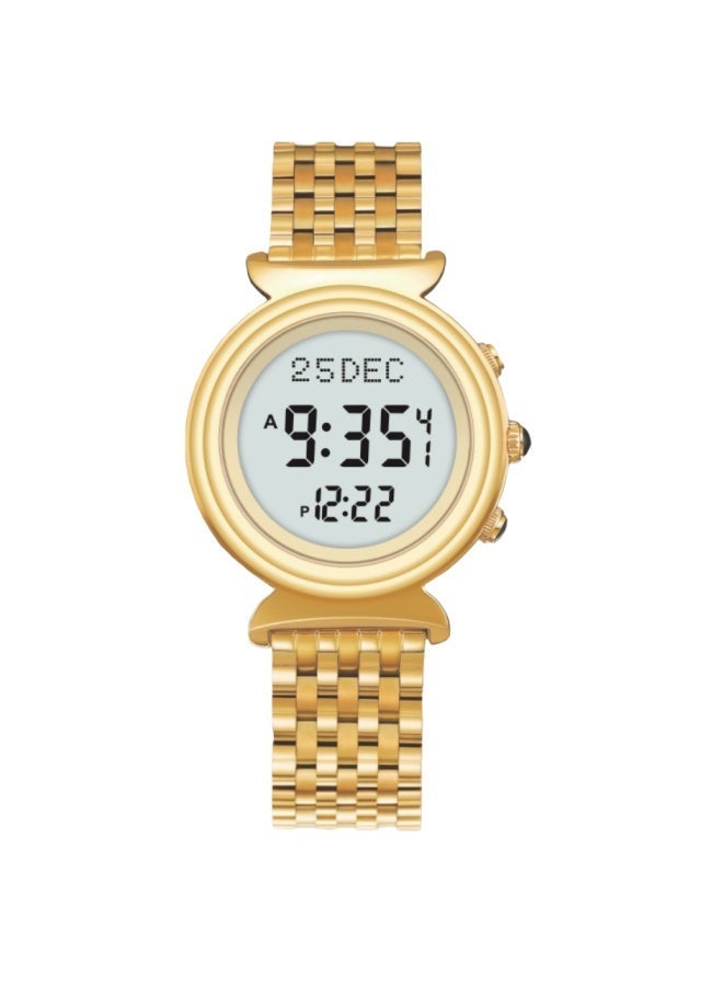 Ladies' Stainless Steel Strap Digital Watch Water-Resistant Round Dial Gold-Tone Bracelet Stylish Minimalist WF-14GW - Image 1